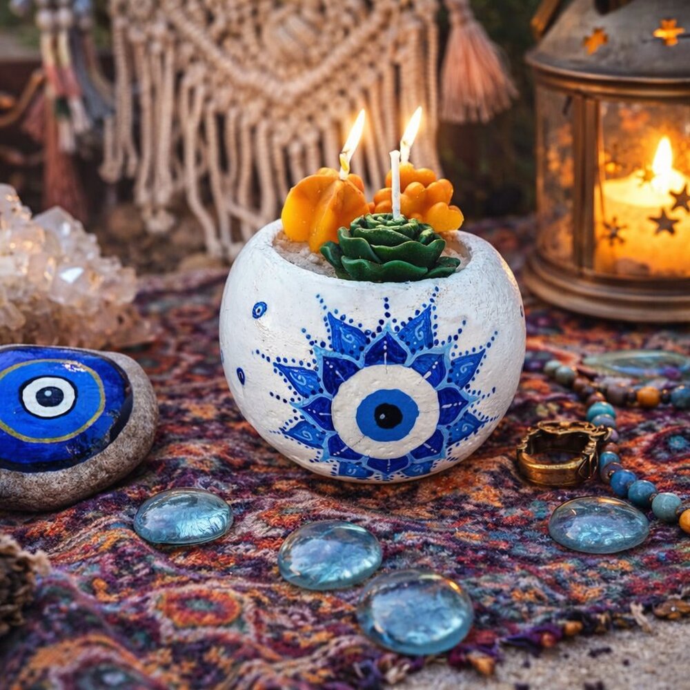 Candle Cement mandala Full Color Pot
